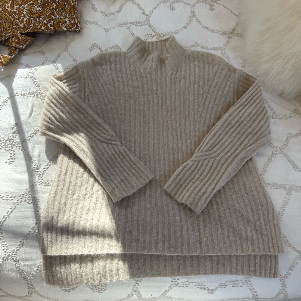 By Malene Birger Taupe Ribbed Turtleneck Sweater